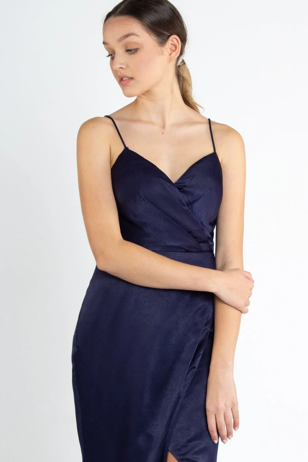 Christina Wrap Satin Gown