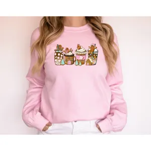 Christmas Gingerbread Coffee Tee Shirt Sweatshirt, Pink Gingerbread Sweatshirt T- Shirt, Gingerbread Coffee Shirt