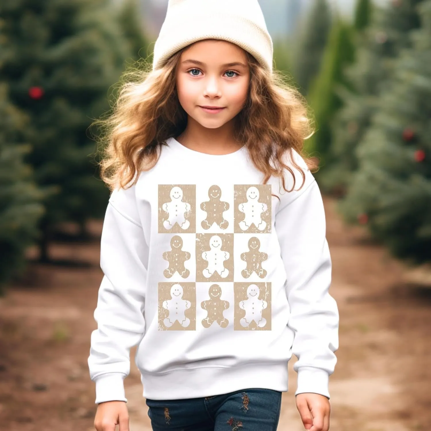 Christmas Retro Gingerbread Sweatshirt for Girls