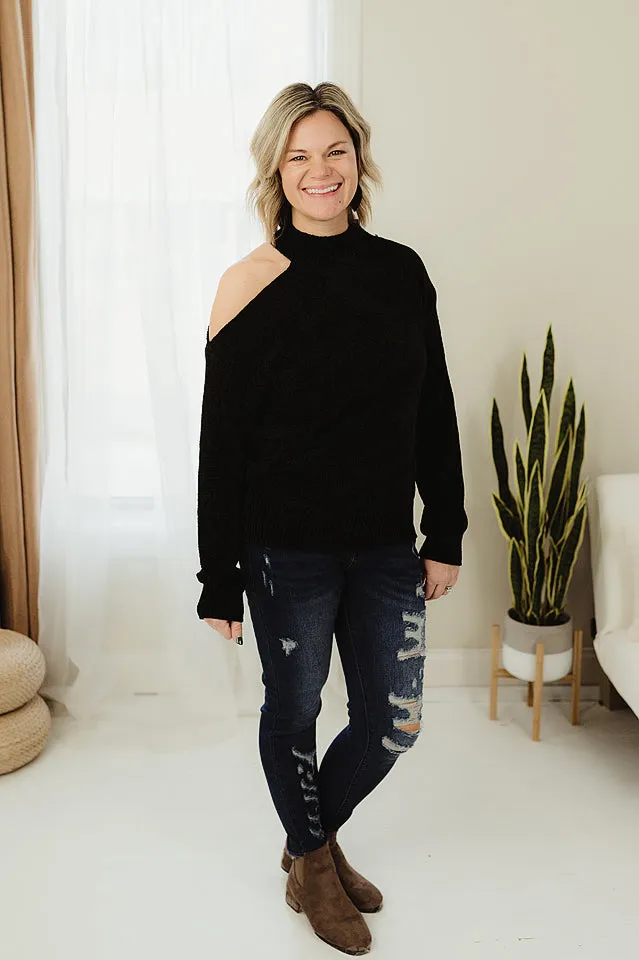 Cold Shoulder Turtleneck Sweater