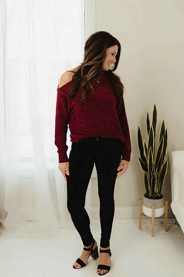 Cold Shoulder Turtleneck Sweater