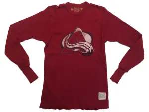 Colorado Avalanche Retro Brand Red Waffle Long Sleeve Pullover Sweatshirt