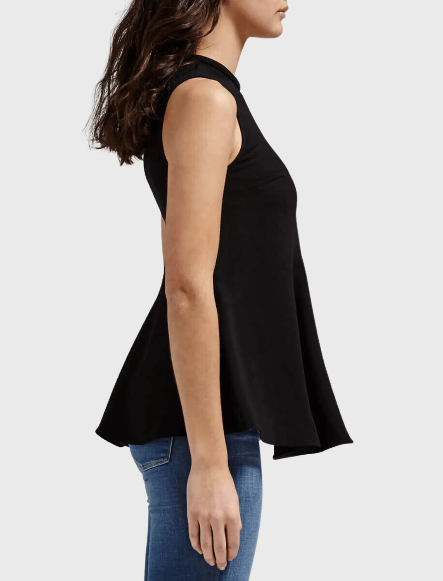 Crepe Flare Hem Tank