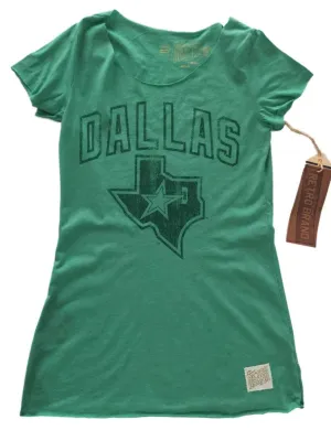 Dallas Stars Retro Brand WOMEN Green Unhemmed Capped Sleeve T-Shirt