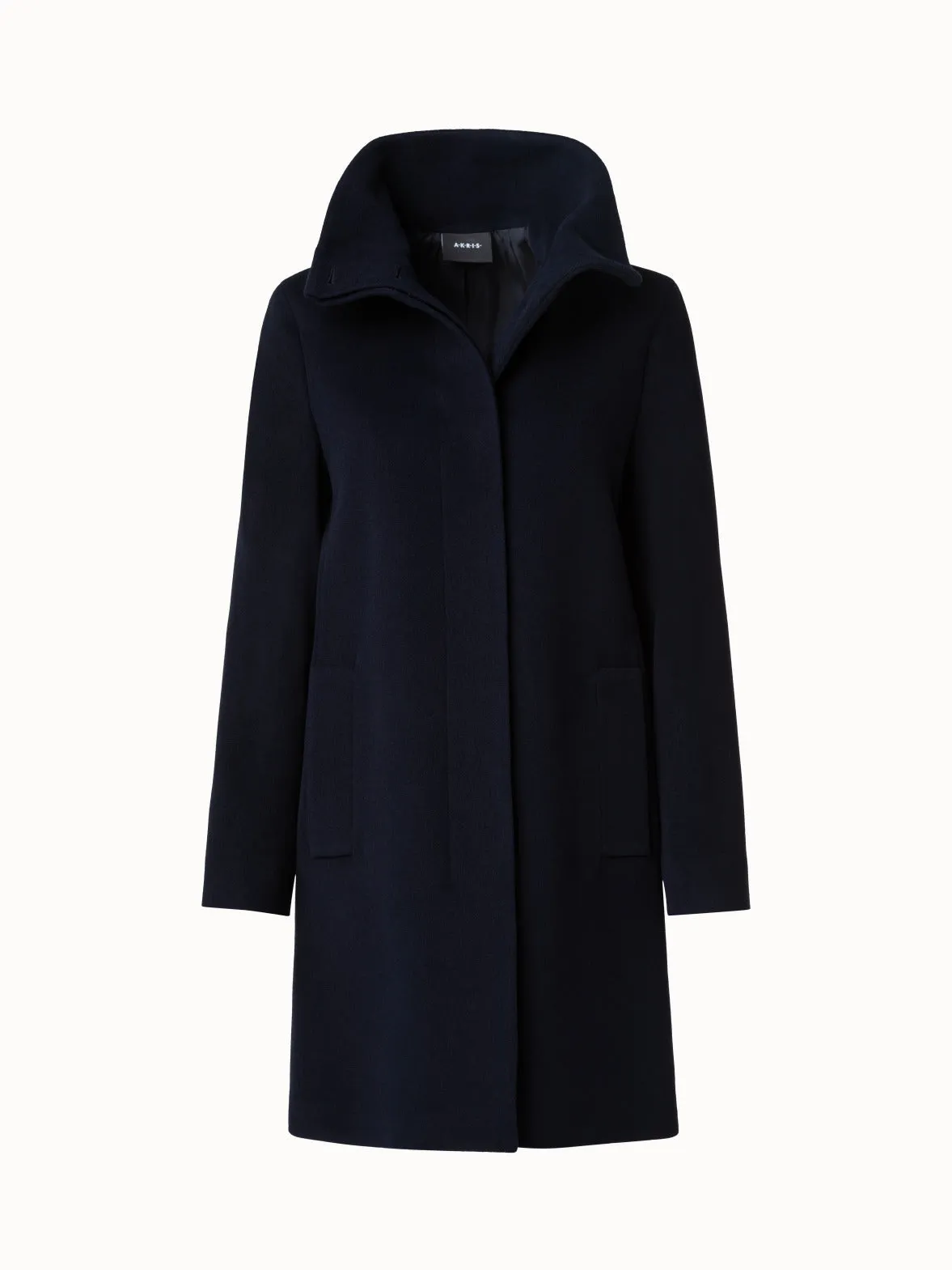 Double-Layered Wool Coat with Detachable Silk Layer