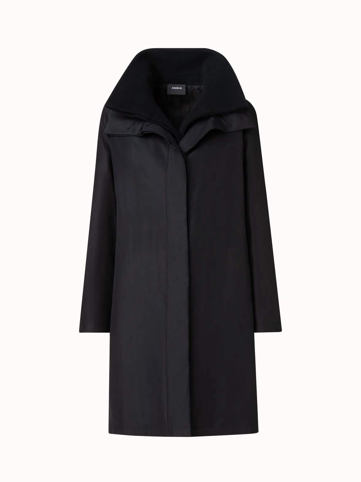 Double-Layered Wool Coat with Detachable Silk Layer