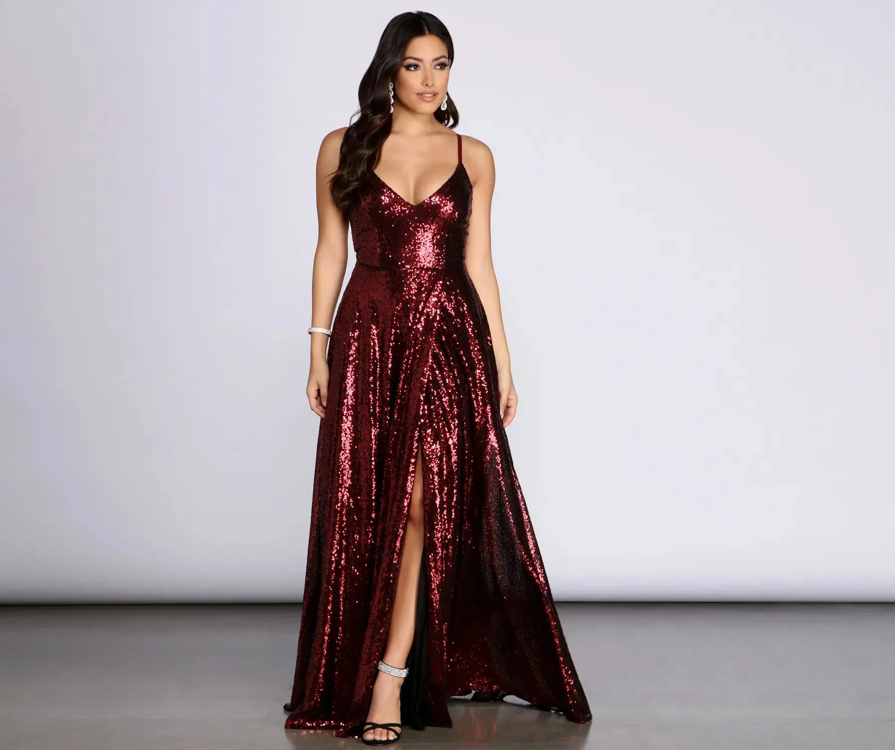 Elaina Overlap Sequin A-Line Dress