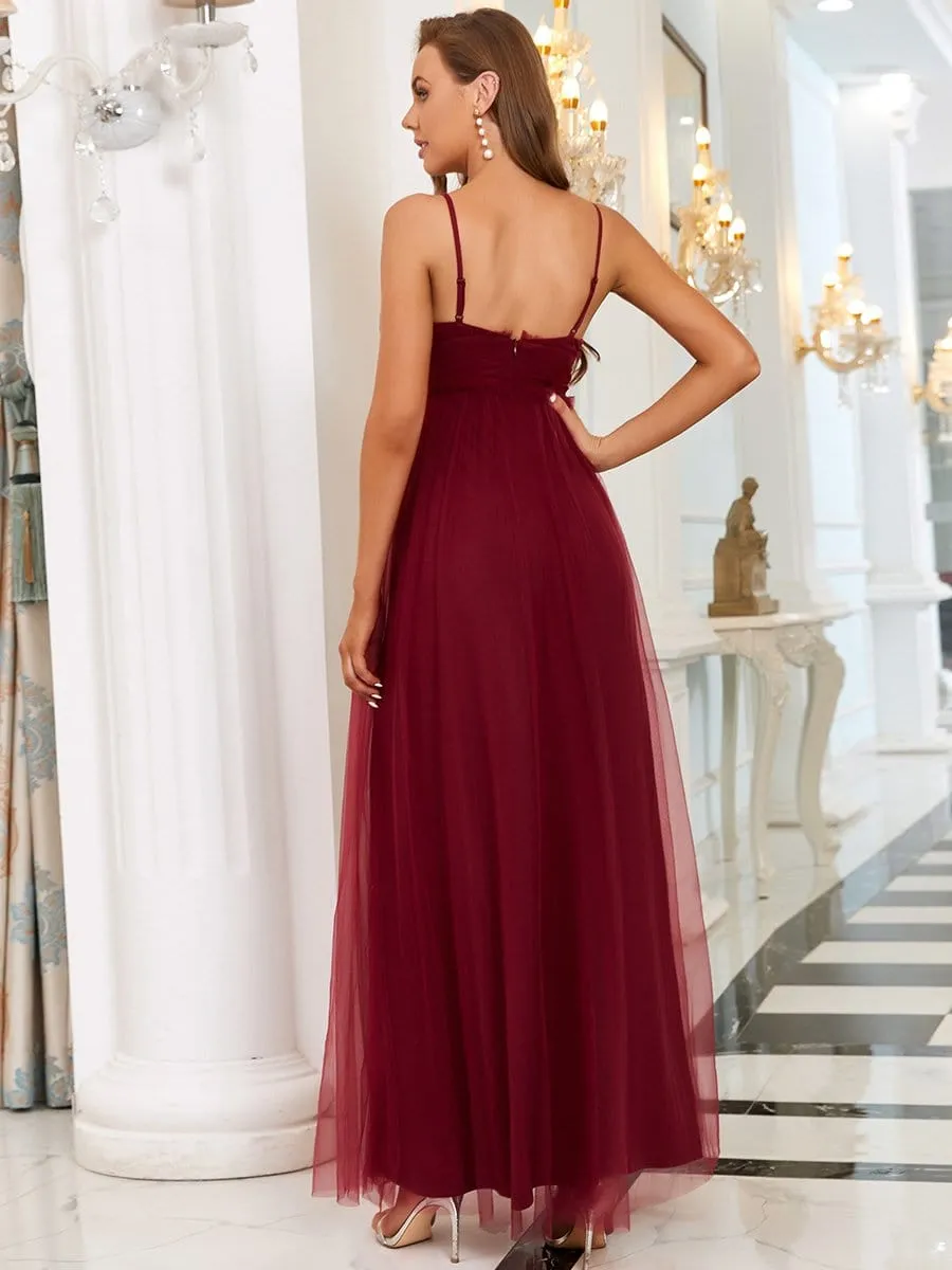 Elegant Pleated Spaghetti Strap Evening Dress