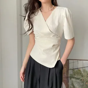 Elegant Retro Office Casual Street Clothing Tops Blouse