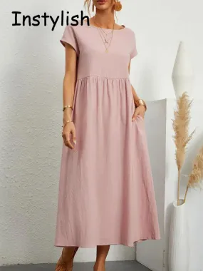 Elegant Vintage Maxi Dress: Retro Harajuku Style Women - Chic Comfort & Style