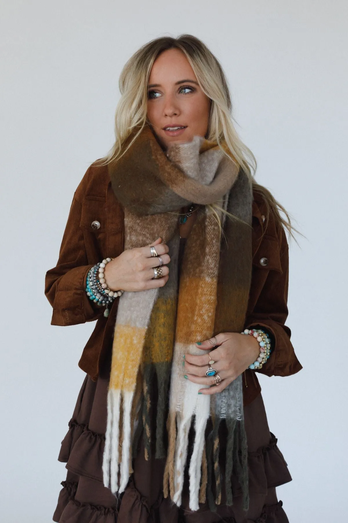 Everest Cozy Plaid Scarf - Mustard