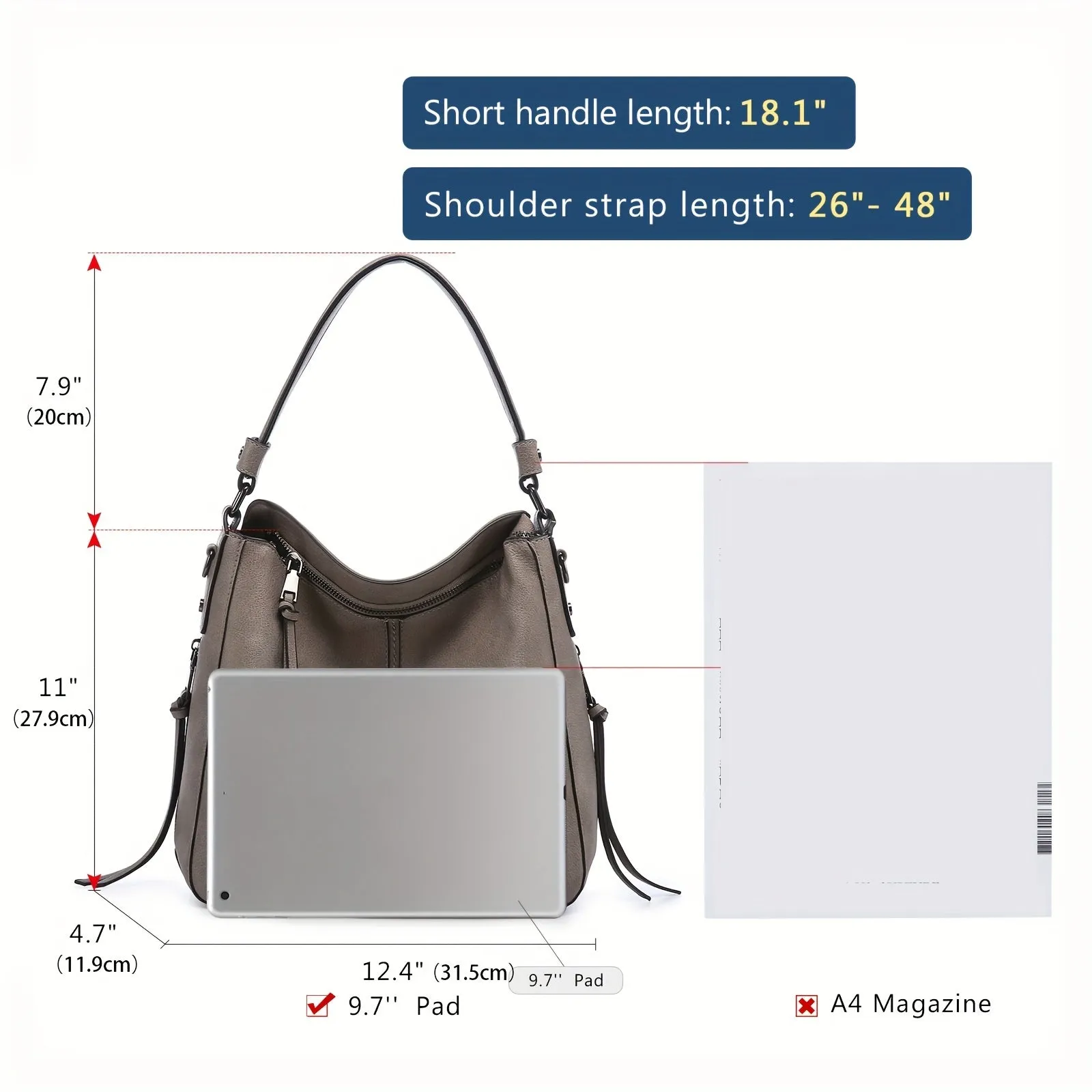 [Fast Arrival] Stylish Daily Commuter Shoulder Bag - Women's Elegant Shoulder Bag with Adjustable Padded Shoulder Strap, Zipper Closure, and Spacious Interior for Work, School, and Travel