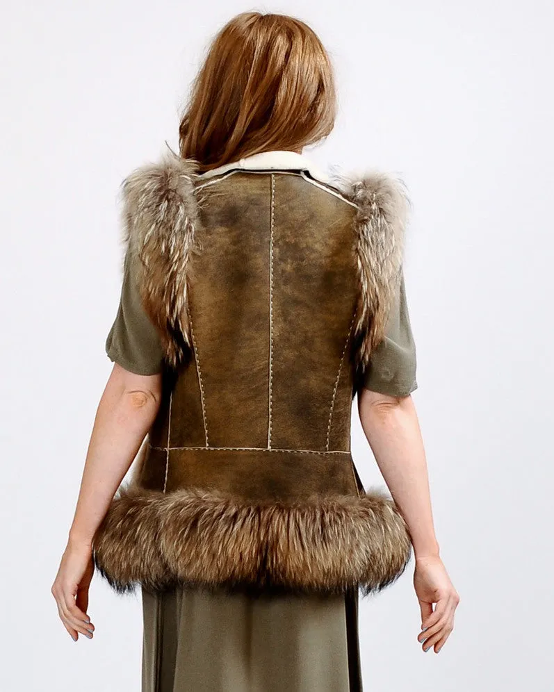 Feathered Tanuki Fur Vest