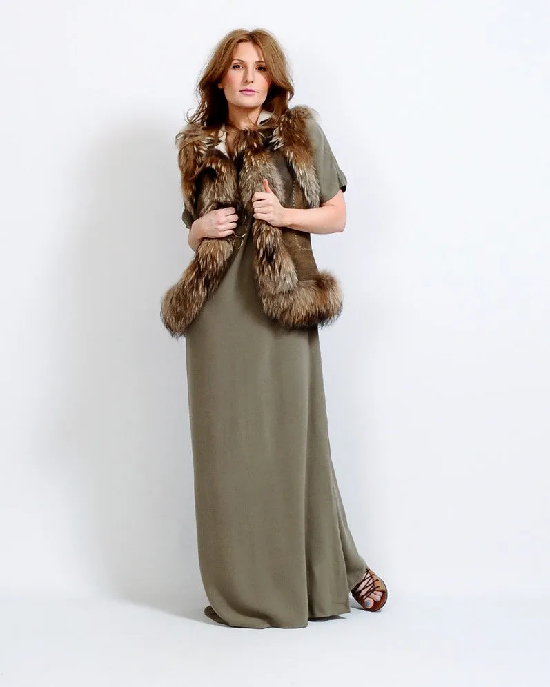 Feathered Tanuki Fur Vest