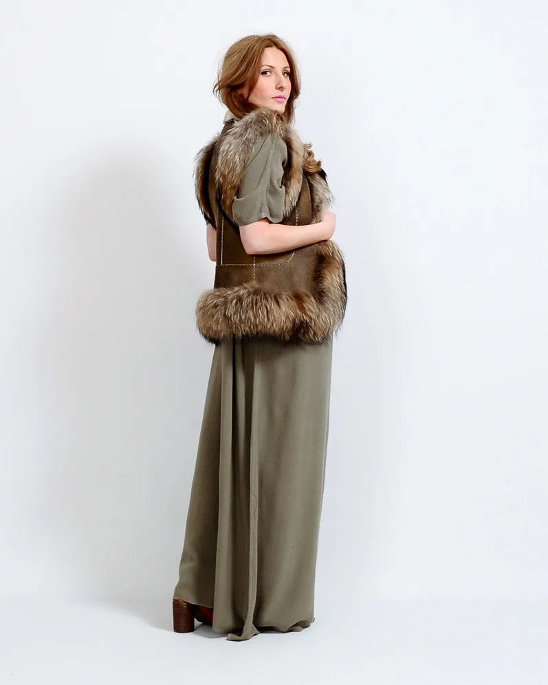 Feathered Tanuki Fur Vest