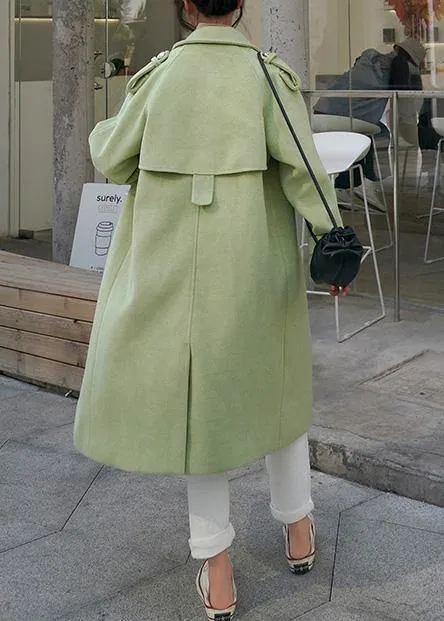 Fine plus size Winter coat back open coats green double breast wool coat for woman