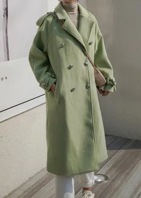 Fine plus size Winter coat back open coats green double breast wool coat for woman