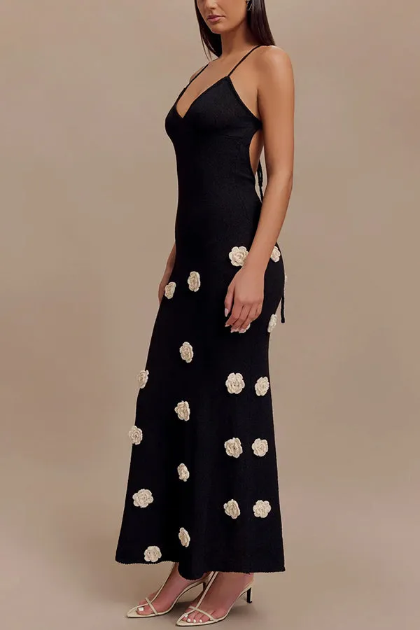 Flowers for Every Occasion Crochet Back Lace-up Maxi Dress