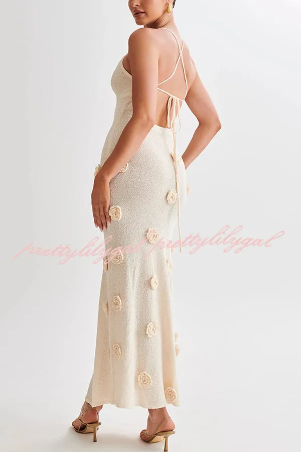 Flowers for Every Occasion Crochet Back Lace-up Maxi Dress