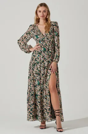 Francesca Floral Black Gold Maxi Dress