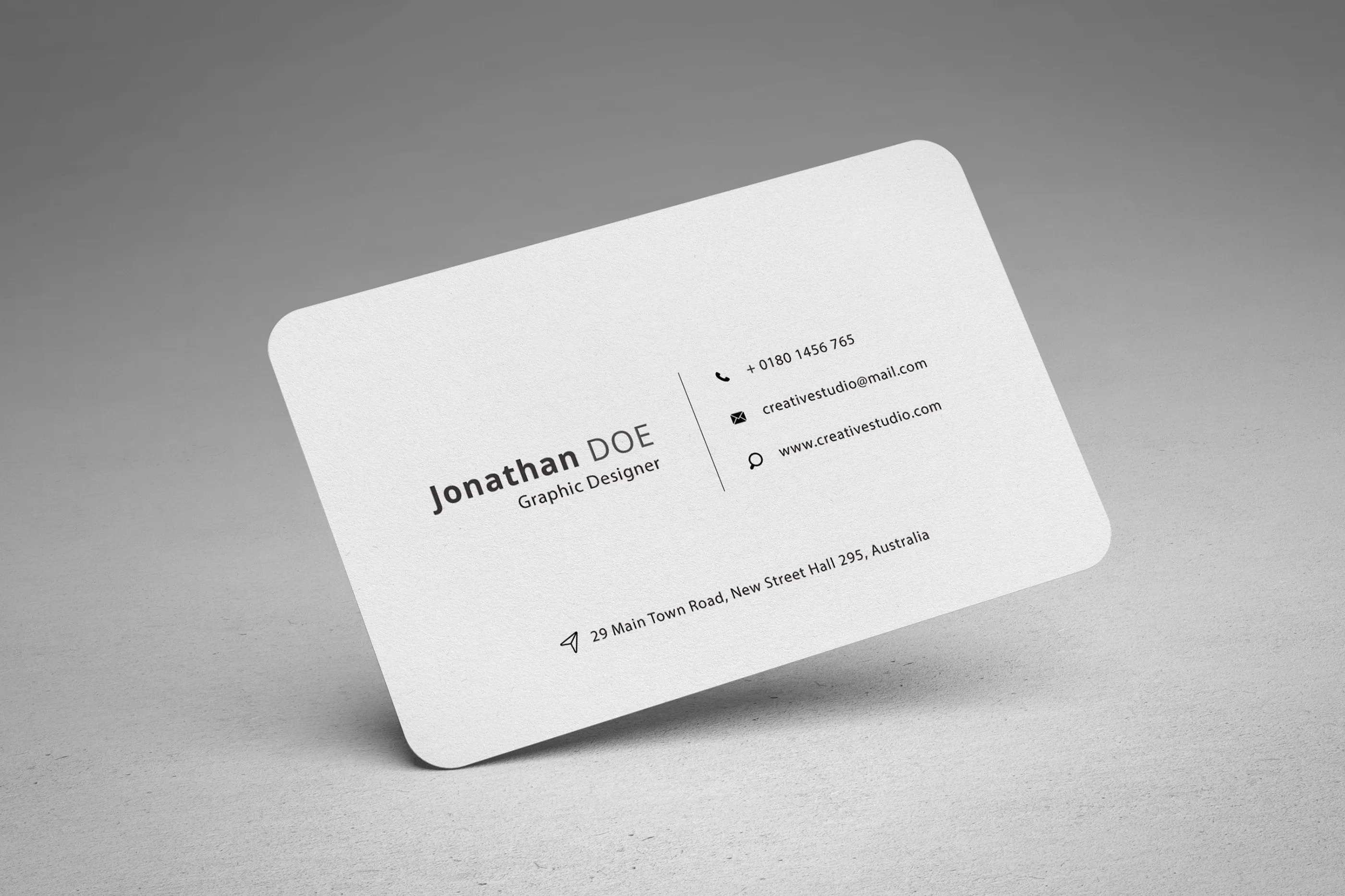 Free Rounded Professional Business Card PSD Mockup