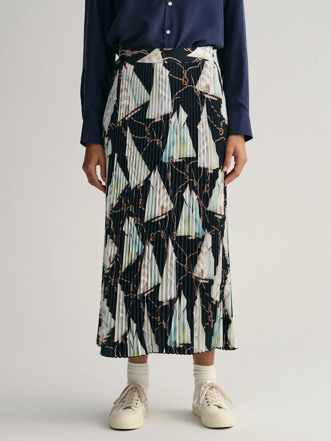 Gant Sailing Printed Accordion Pleated Skirt