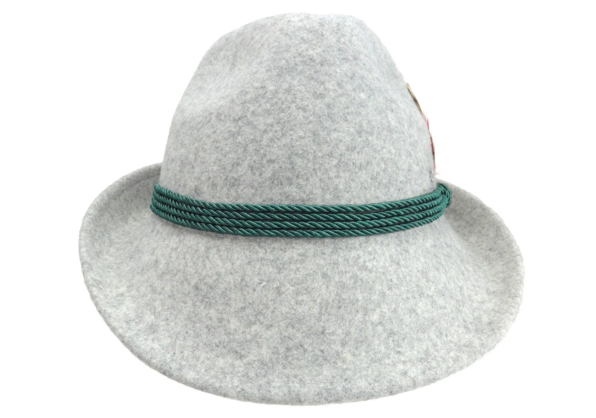 German Alpine Style Gray 100% Wool Hat