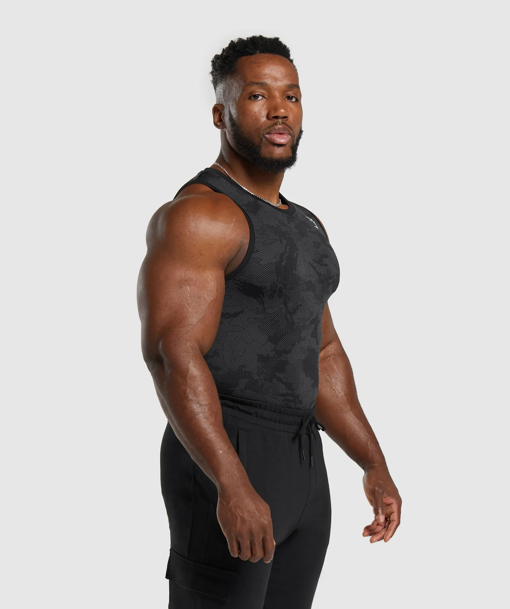 Gymshark Geo Seamless Tank - Black/Charcoal Grey