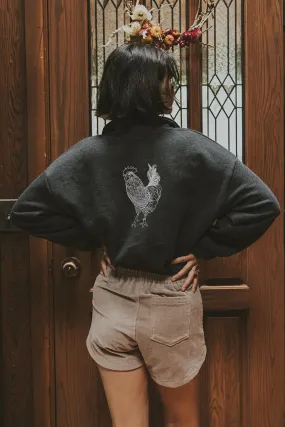 Half-Zip Rooster Cropped Sweatshirt