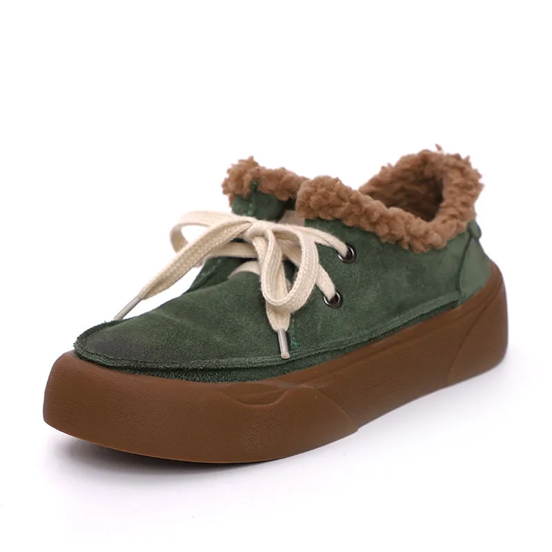 Handmade Soft Leather Lace Up Platform Oxford Shoes Coffee/Green