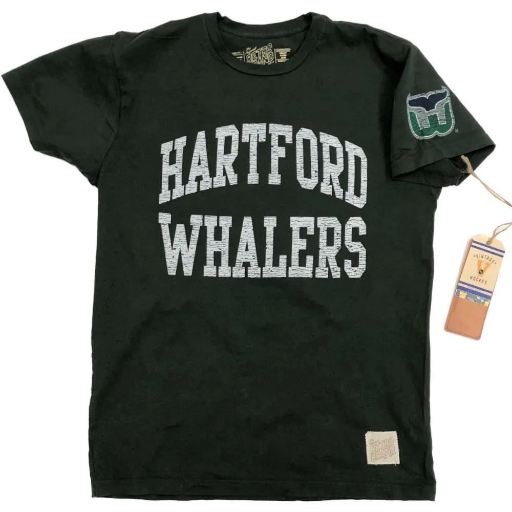 Hartford Whalers Retro Brand Green Block Letter Soft Cotton Short Sleeve T-Shirt