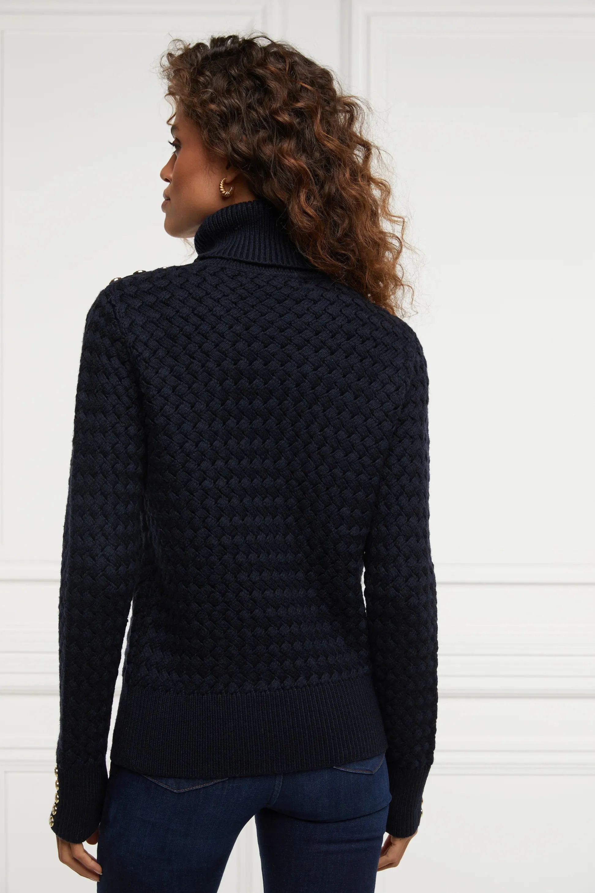 Holland Cooper Basket Weave Knit in Ink Navy