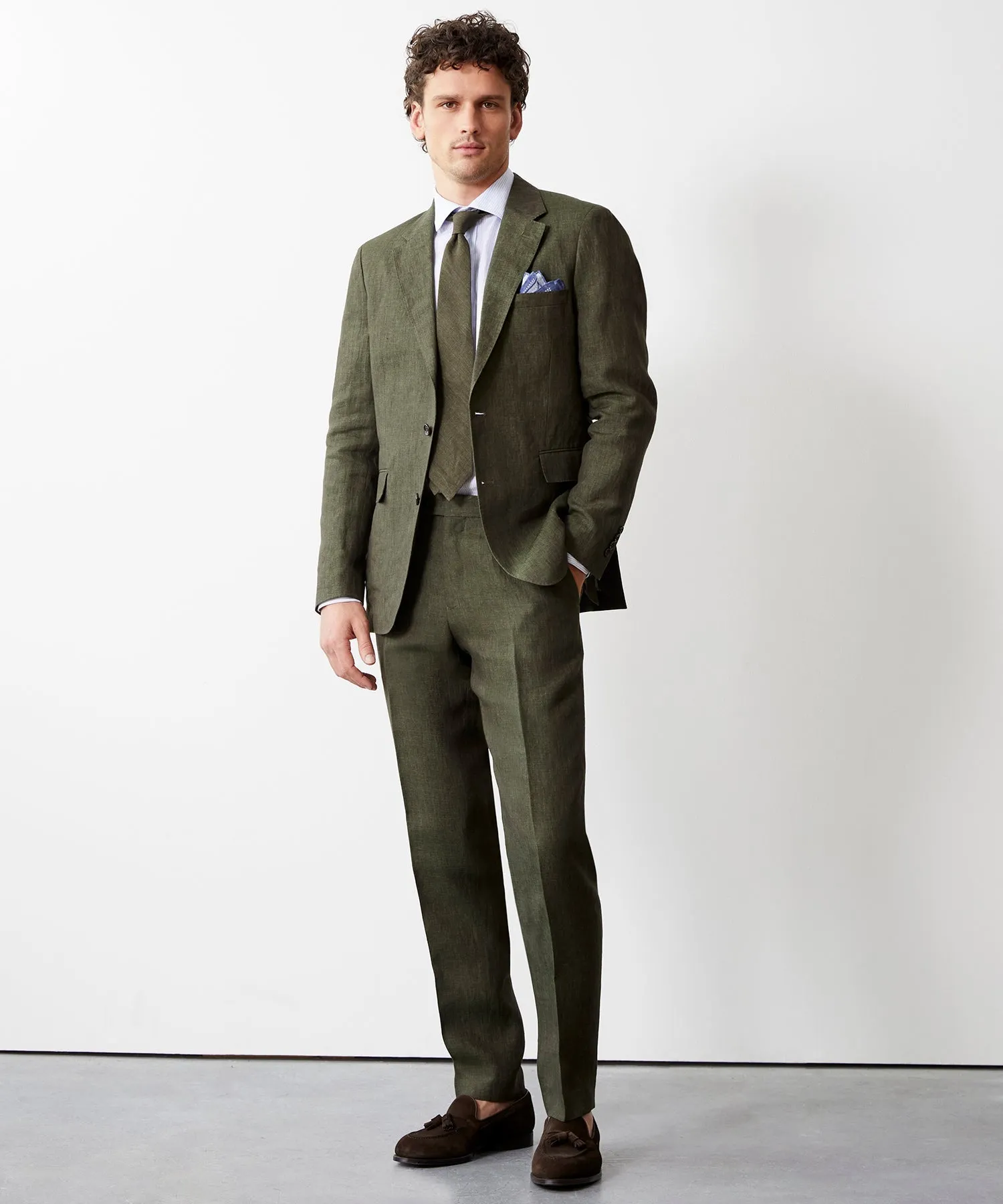 Italian Linen Tie in Olive