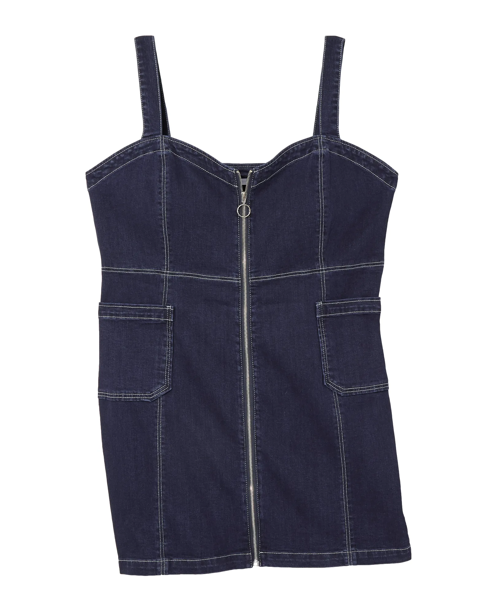 Judson Front Zip Dress | Dark Wash