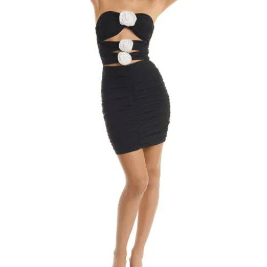 Lassie Strapless Cut Out Heart Embellished Mini Dress