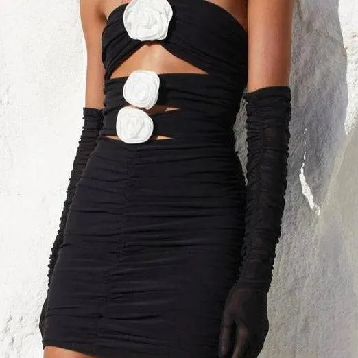 Lassie Strapless Cut Out Heart Embellished Mini Dress