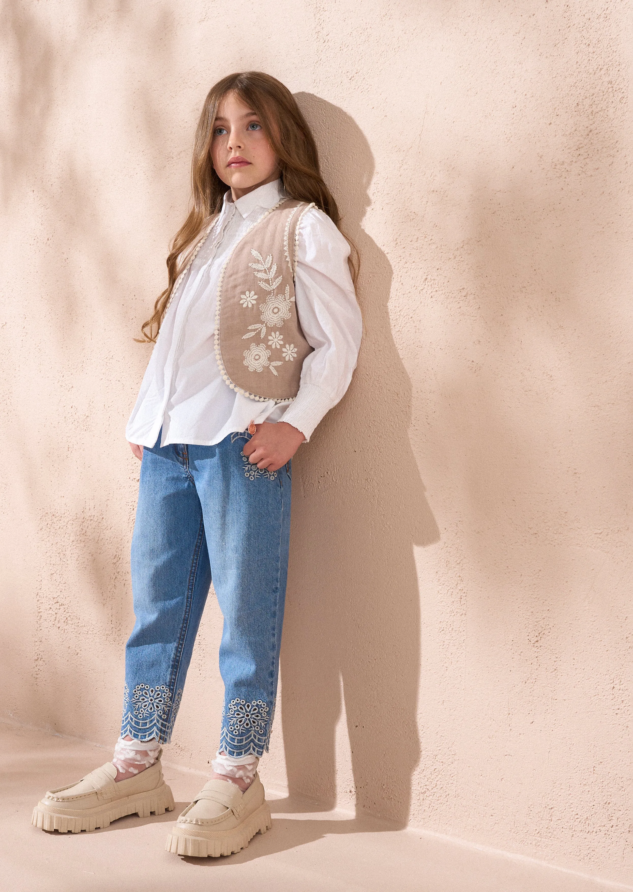 Lina Taupe Embroidered Gilet