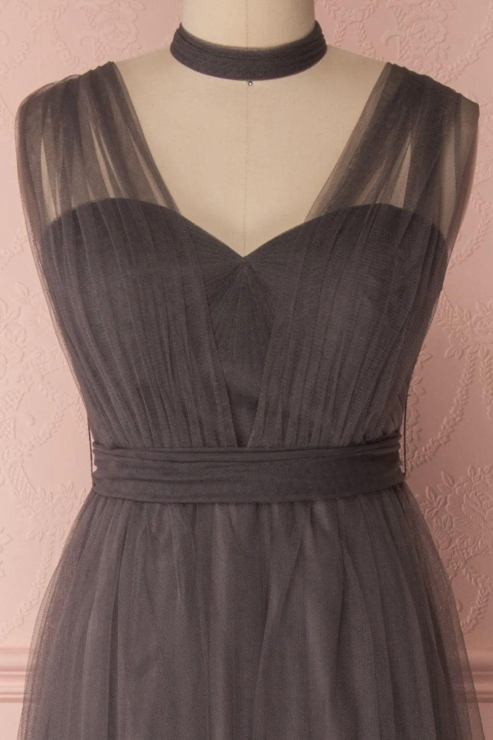 Linaya Charcoal | Bustier Empire Gown