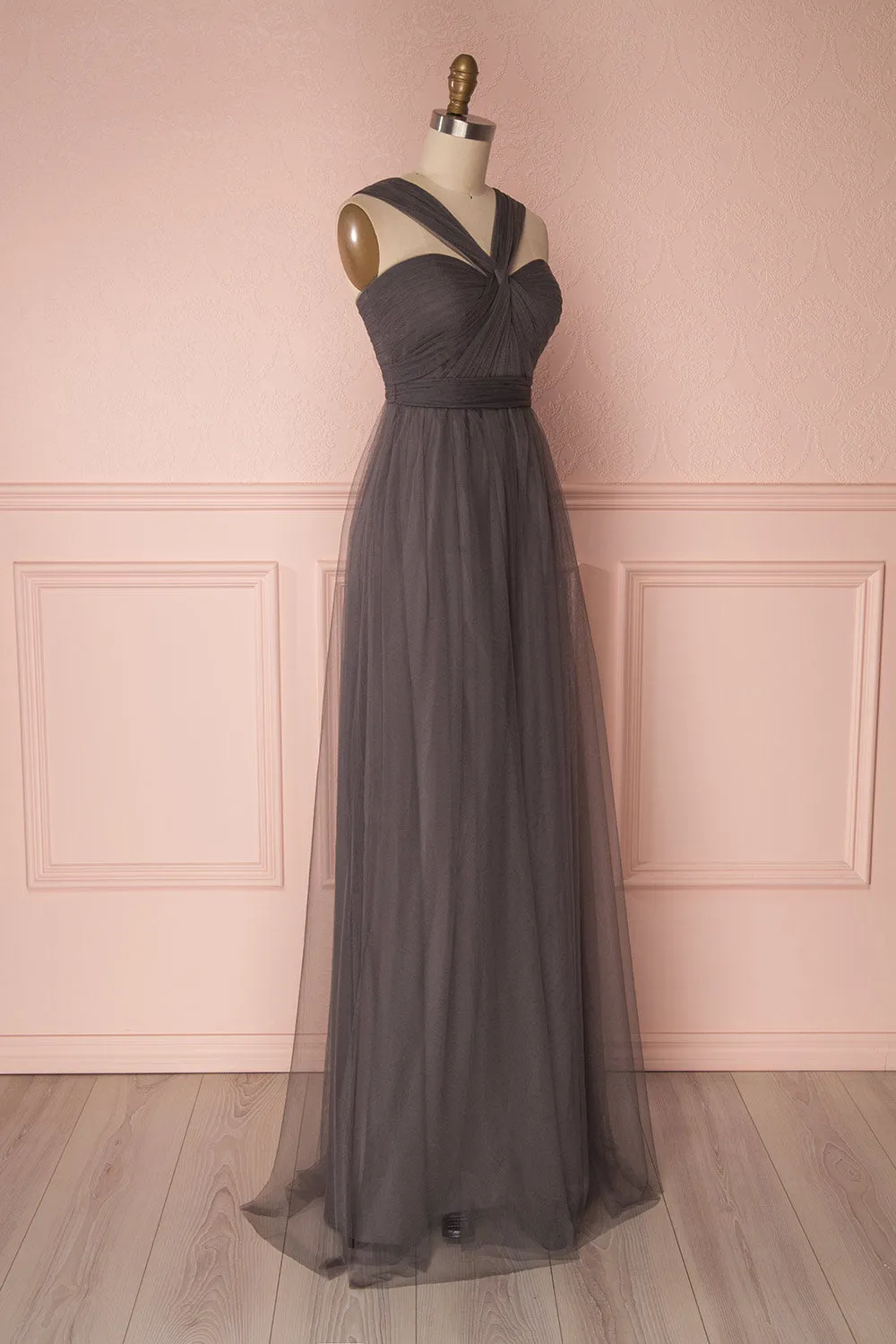 Linaya Charcoal | Bustier Empire Gown