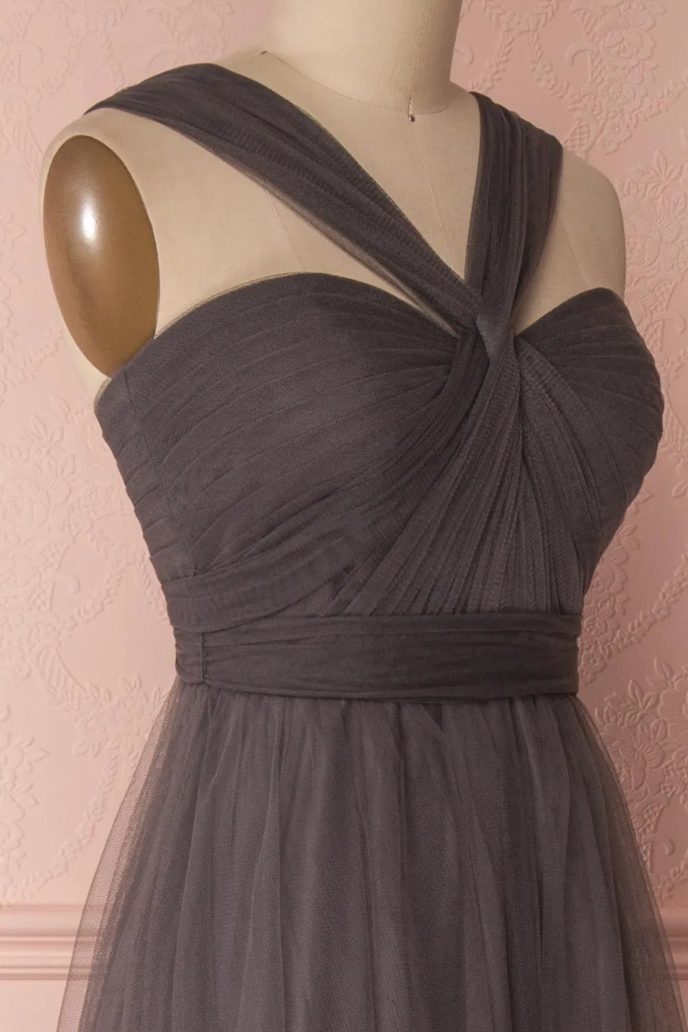 Linaya Charcoal | Bustier Empire Gown