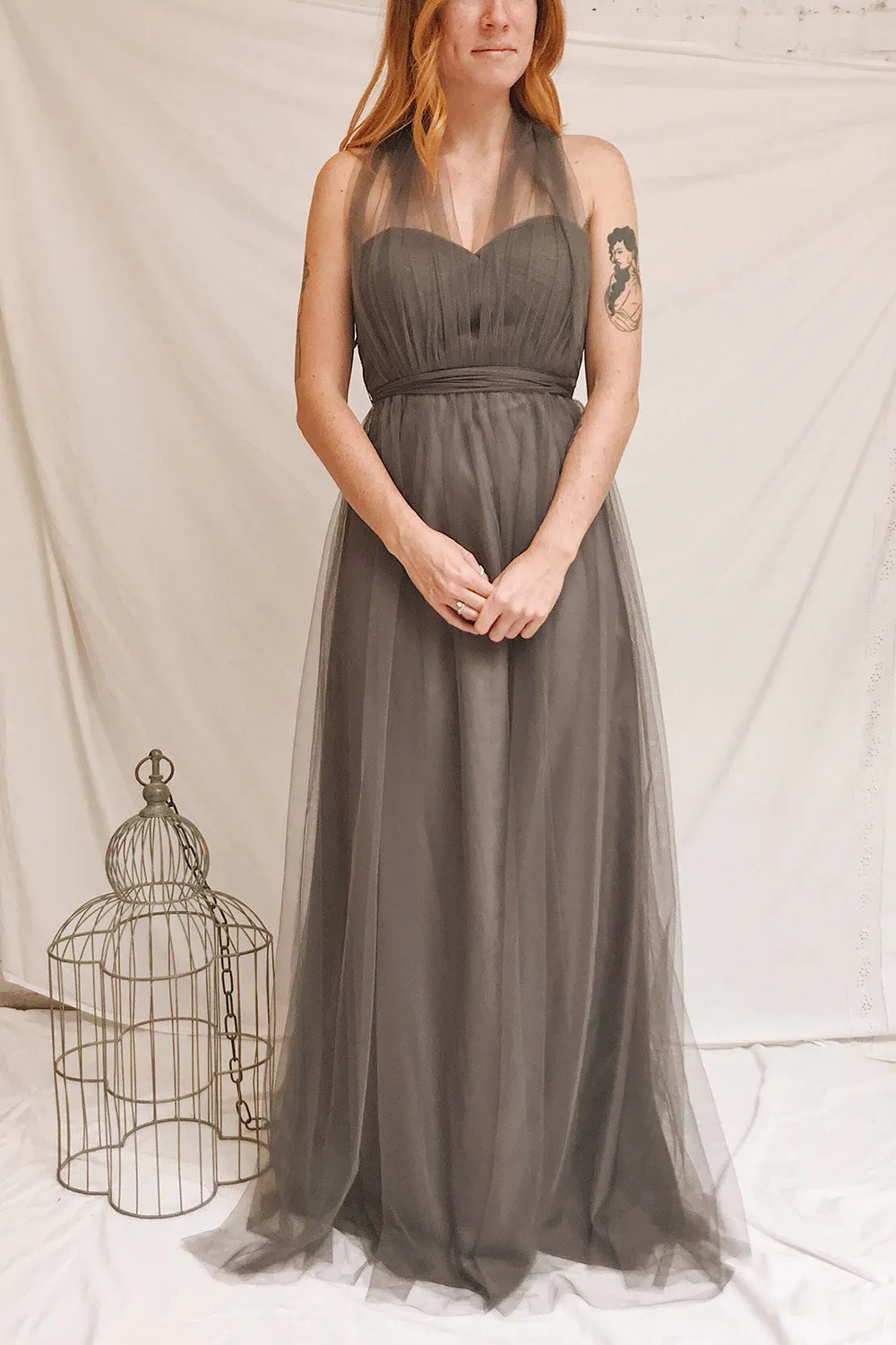 Linaya Charcoal | Bustier Empire Gown