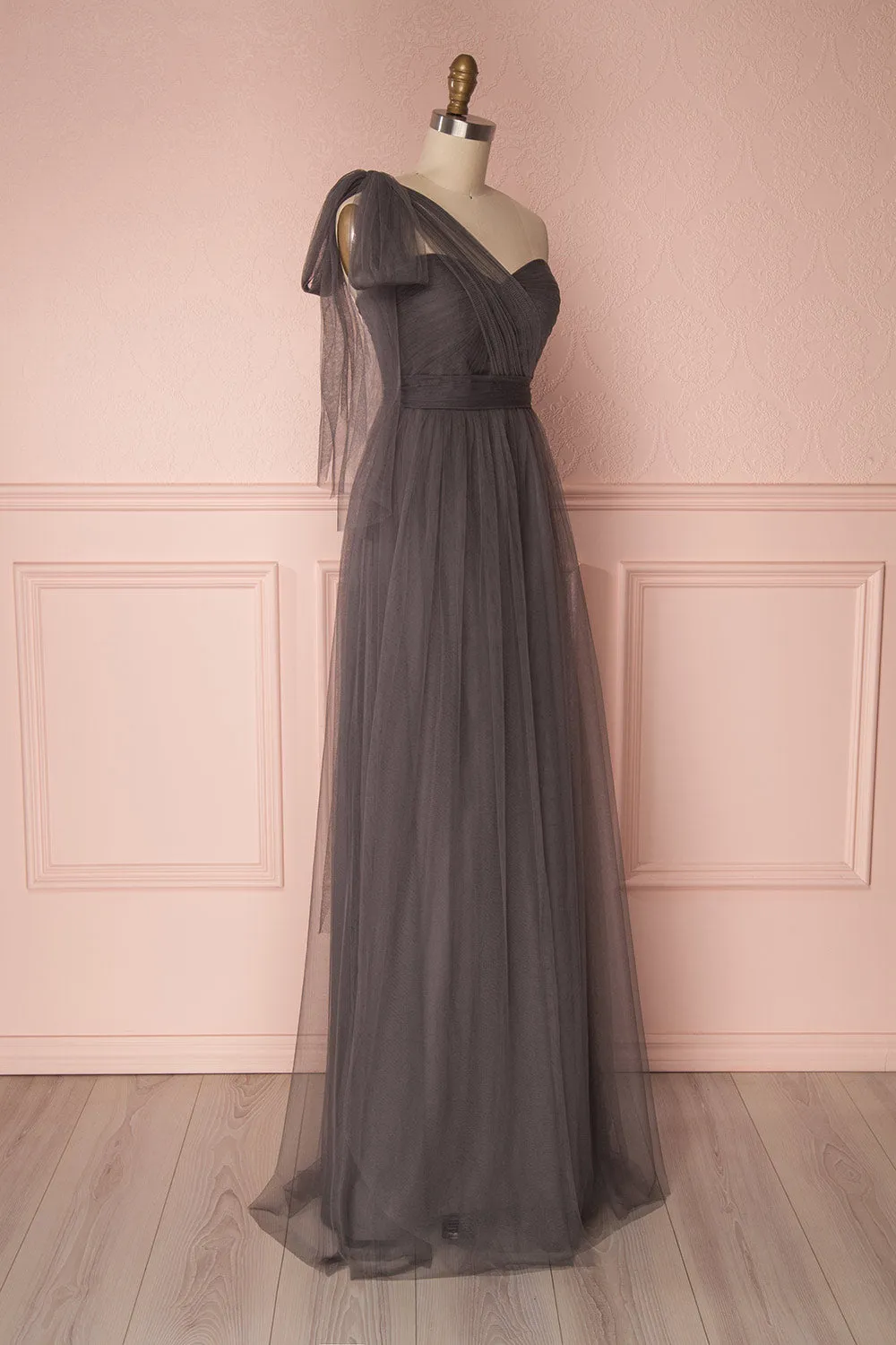 Linaya Charcoal | Bustier Empire Gown