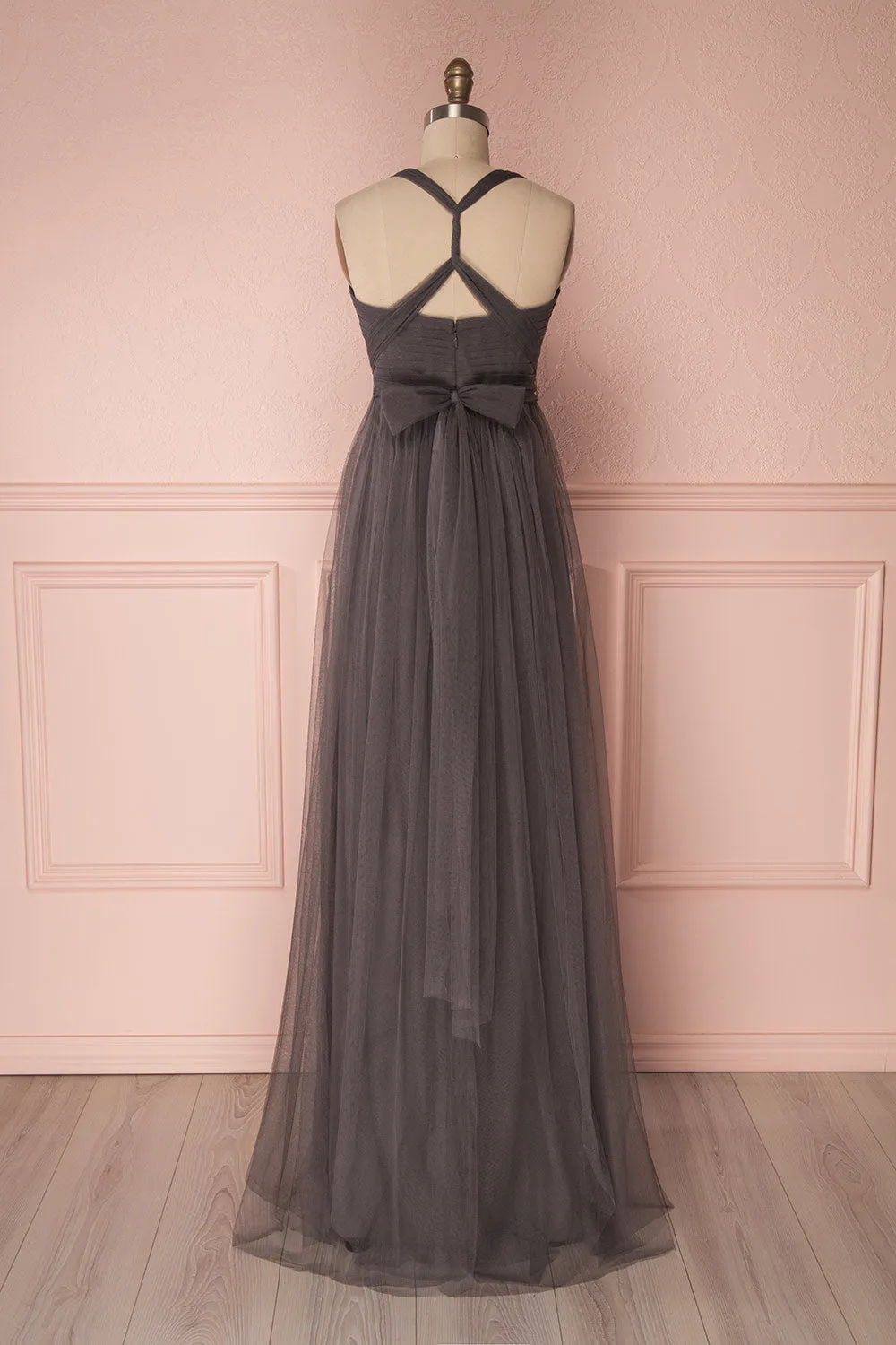 Linaya Charcoal | Bustier Empire Gown