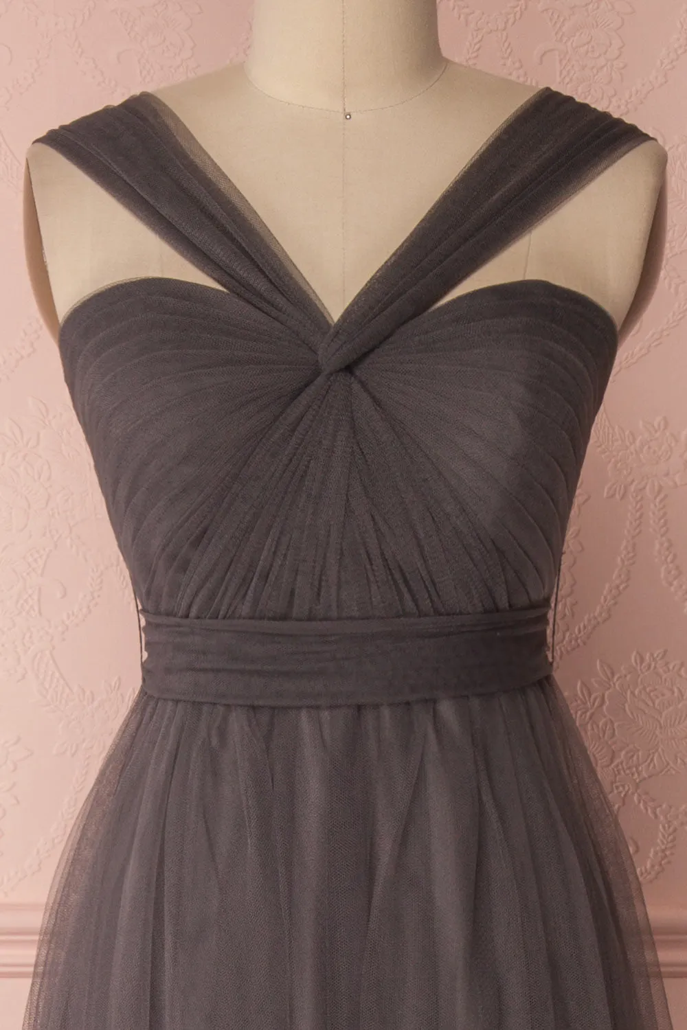 Linaya Charcoal | Bustier Empire Gown