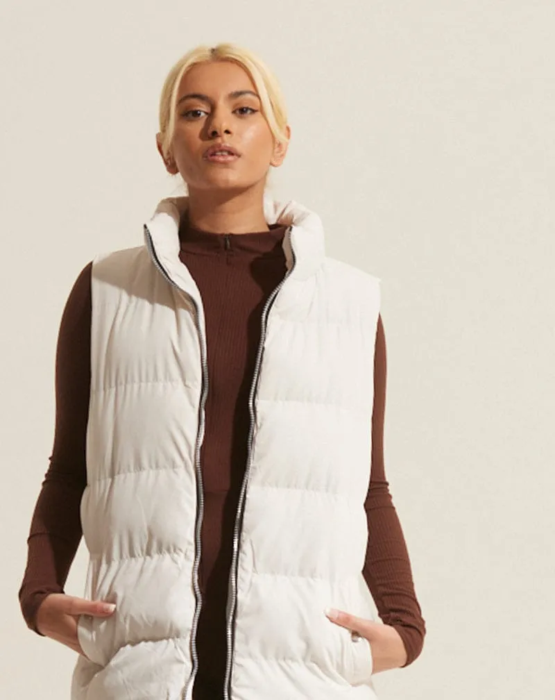 Longline Padded Gilet - Stone