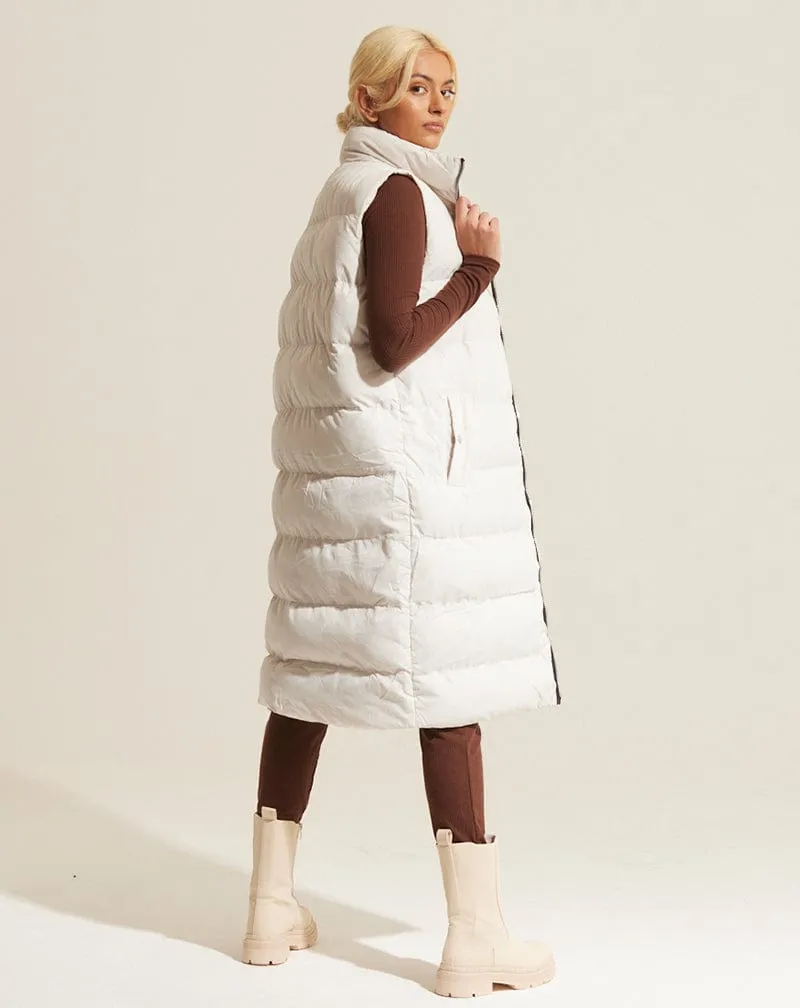 Longline Padded Gilet - Stone