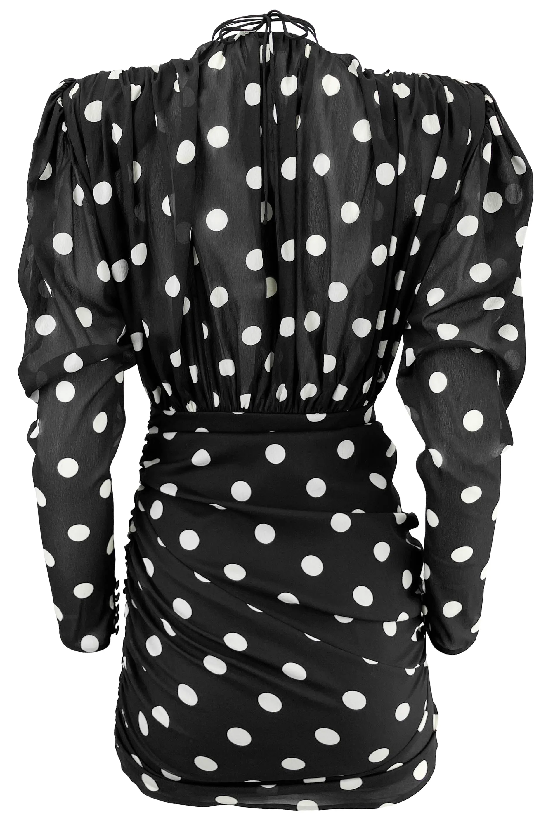 Magda Butrym Polka Dot Mini Dress in Black/Ecru