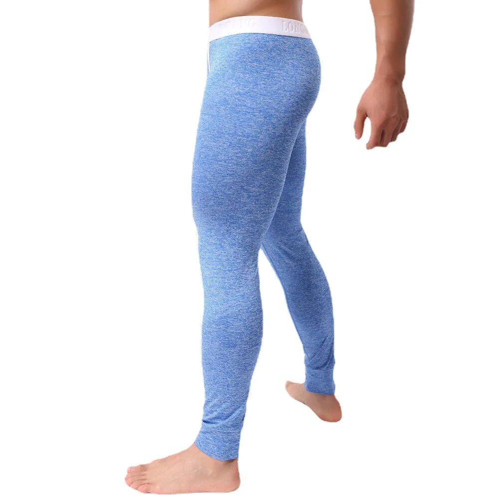 Men Thermal Tights Elastic U Convex Pouch Sleepwear Fitness Long Johns