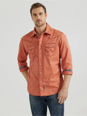 Men's Wrangler Retro Premium Solid Rust Snap Shirt