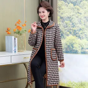 METAVERSMALL New mother velvet thickened cotton-padded clothes medium and long women wear large size warm cotton-padded jackets middle-aged and elderly women lapel cotton-padded clothes